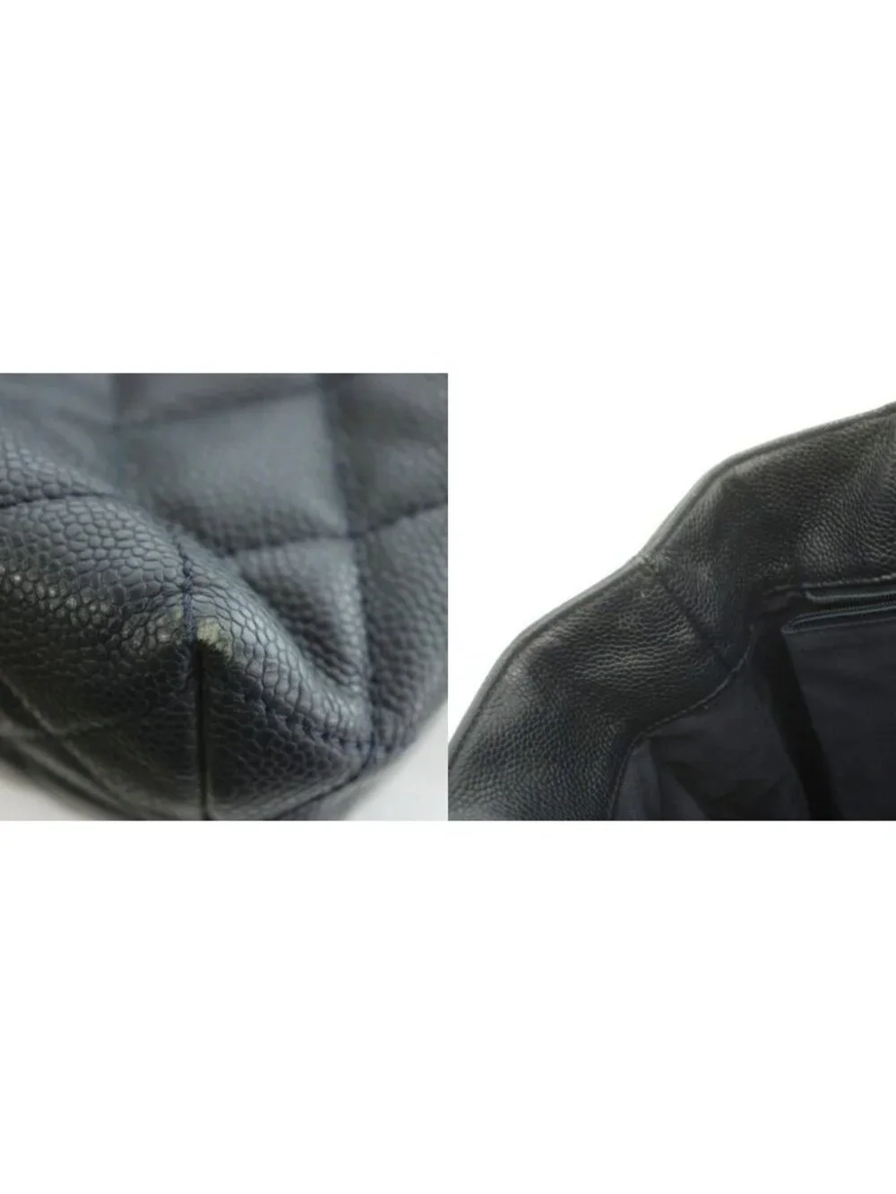 Chanel Quilted Caviar Leather Tote Bag Hand CC Logo Black